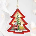 thumbnail image 2 of Christmas decorations, Christmas tree pendants, wooden color luminous small pendants, Christmas tree car ornaments (cars, bells), 2 of 5