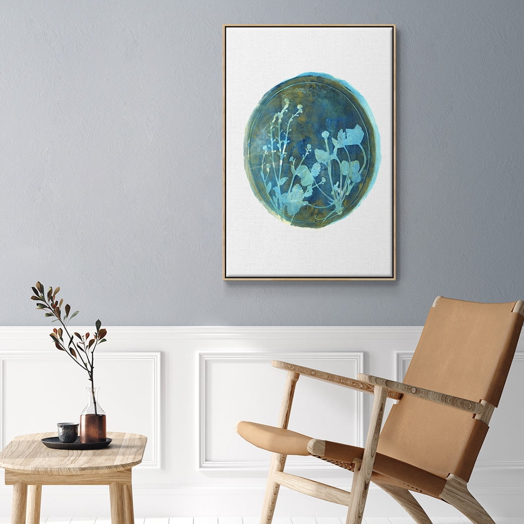 Strawberries and Forg I Framed Premium Gallery Wrapped Canvas - Ready to Hang - 27 x 41 - Natural Wood Floating Frame
