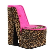 Homestock Gothic Glamour 9" Tall Display Jewelry Box with Hidden Storage, High Heel Shoe Design, Cheetah Print