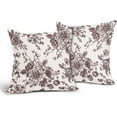 thumbnail image 2 of Vintage Floral Pillow Covers 18x18 Inch Set of 2 Burgundy and Cream Floral Throw Pillow Covers Chinoiserie Flower Pillowcases Rustic Farmhouse Cotton Linen Cushion Covers for Couch Bed Sofa Home Decor, 2 of 6