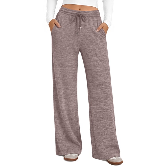 Fantaslook Womens Wide Leg Pants Casual Lounge Pull on Pant Soft Stretchy Trousers with Pockets for Daily Work Travel