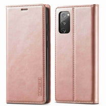 Galaxy S20 FE (2020) Case, Dteck Shockproof Wallet Flip Folio Wallet Case with Kickstand Card Slots Magnetic Closure, Rosegold