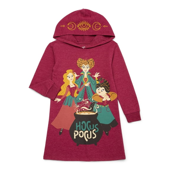 Hocus Pocus Halloween Cosplay Hoodie Dress with Long Sleeves, Sizes 4-12