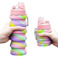 thumbnail image 3 of 501ml Rainbow Foldable Water Bottle Food-grade Silicone Cycling Hiking Kettle Direct Drinking Kid Water Bottle Christmas Gift, 3 of 5