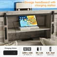 thumbnail image 4 of Vabches Twin Size Bed Frame with 4 Drawers, Metal Platform Bed with LED Lights, Charging Station and Bookcase Headboard, No Box Spring Needed, 4 of 7