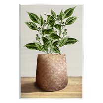 Stupell Industries Plant in Woven Planter Botanical & Floral Painting Unframed Art Print Wall Art, 10 x 15