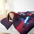 thumbnail image 4 of jejeloiu Modern Cool Gradient Light Bedding Comforter Set,Cartoon Light Sword Twin Comforter Sets,Neon Red Blue Bedding Set For Boys Kids,Breathable Home Decor Reversible,2 Pieces, 4 of 8