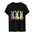 thumbnail image 4 of Mens Shirts Plus Size under $5 Clearance Short Sleeve Round Neck Easter Eggs Rabbit Print Shirt Black M, 4 of 5
