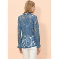 thumbnail image 3 of Women's Long Bell Sleeve Sheer Floral Lace Blouse Tops, 3 of 5