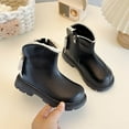 thumbnail image 5 of Youth Black Martin Mid-Calf Boots Winter Fleece-Lined Casual Leather Footwear Warm Comfortable Non-Slip Rubber Sole, 5 of 7
