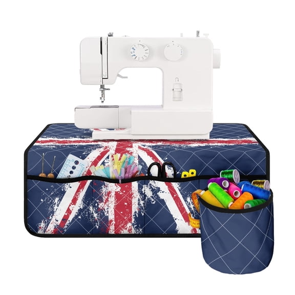 HELLHERO Sewing Machine Mat with Storage Cylinder Premium Fabric Easy to Clean Lightweight for Most Sewing Machines, Union Jack