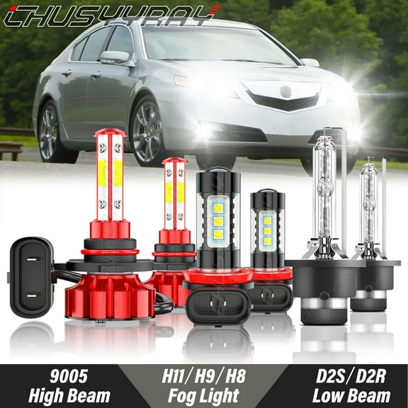 For 2010 2011 2012 2013 2014 Acura TL Front HID LED Headlight Bulbs   Fog Light Kit 6000K White 6x