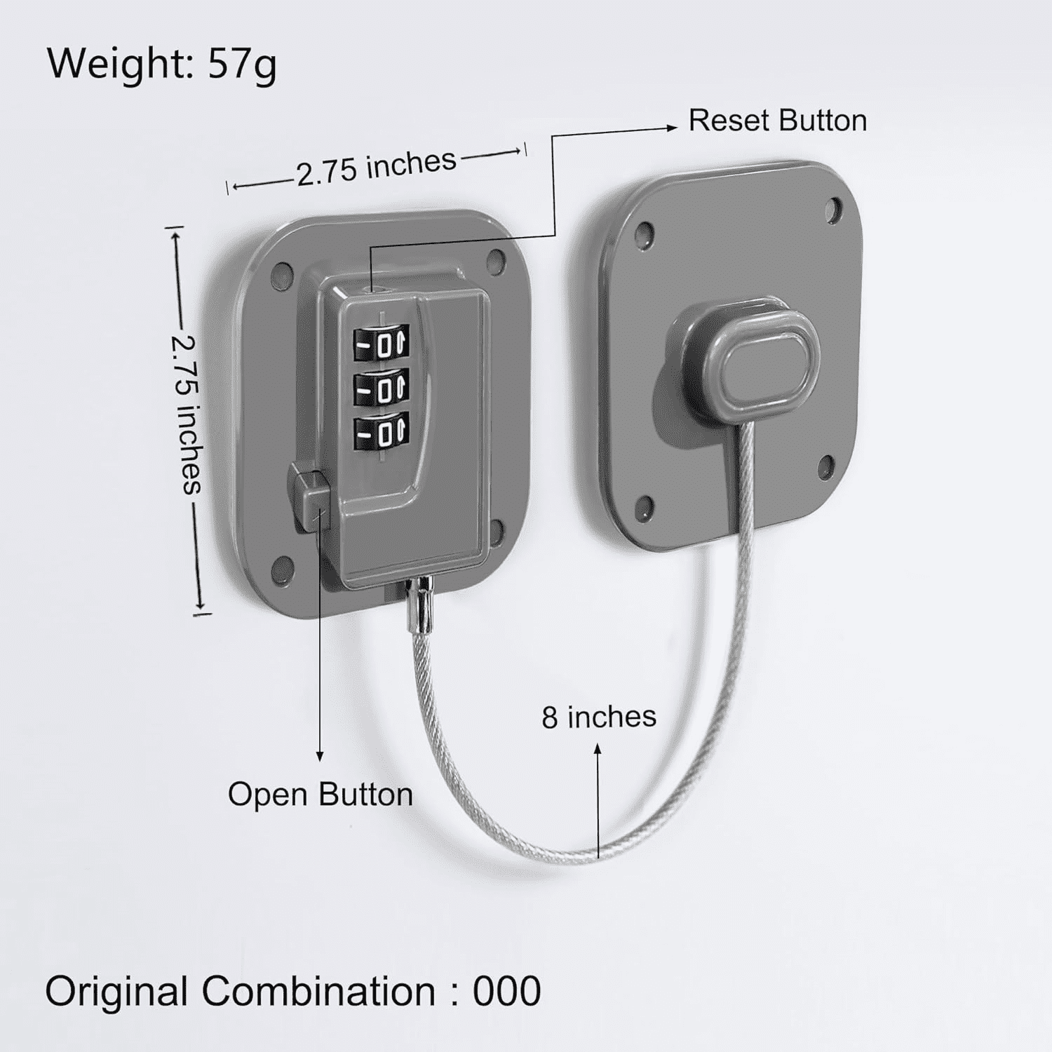 Refrigerator Lock, Heavy Duty Fridge Lock, Combination Lock for Refrigerator Cabinets, Drawers, Safety, Easy Install No Keys Needed