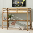 Aukfa Twin Loft Bed with Builtin Desk for Kids Teens Dorm, Rubber Wood