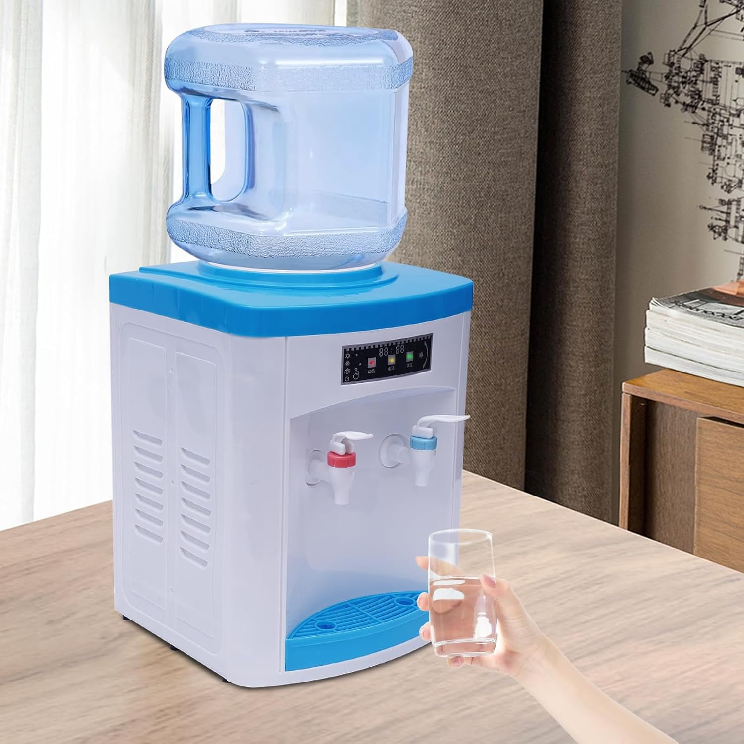 Miumaeov Portable Countertop Water Dispenser Mini Tabletop Drinking Machine Small Space Hydration Station Desktop Water Dispenser
