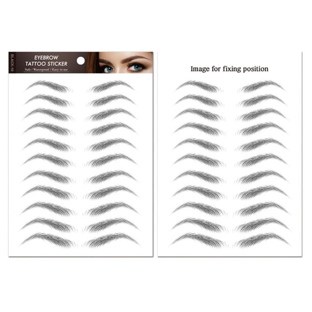 SGACAI Pegatinas para cejas, maquillaje, tatuaje resistente al agua, de larga duración, color negro, natural