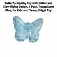 thumbnail image 3 of Butterfly Squishy Toy with Glitter and Slow Rising Design, 1 Pack, Translucent Blue, Squeeze Toy, 3 of 3