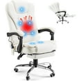 thumbnail image 1 of AECOJOY 7 Points Massage Office Chair with Heat Ergonomic Reclining Computer Chair High Back Desk Chair w/Retractable Footrest Ergonomic Leather Office Chair，Cream White, 1 of 9