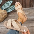 thumbnail image 6 of Caywon Women Flat Slide Sandals, Knotted Criss Cross Fabric, Woven Sole Vacation Dressy, Comfortable Ladies Shoes Sandalias Planas Mujer, 6 of 6