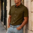 thumbnail image 5 of Delconic Mens Short Sleeve Button Down Shirt Casual Camp Collar Summer Loose Fit Lightweight Daily Wear Open Front Top Brown S, 5 of 5