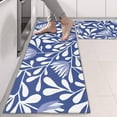 thumbnail image 2 of Kitchen Rugs Sets Of 2,Blue Floral and Leaf Pattern Anti Fatigue Kitchen Mat Rugs Non Slip Washable,Decorative Kitchen Floor Mats for Kitchen,Sink,Laundry,17"X47", 2 of 5