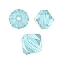 Swarovski Bicone Crystal Beads Item #5328/#5301 Aquamarine Color 6mm Size - 36 Pieces