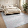 thumbnail image 3 of ODIKA 8'x10' Washable Area Rug Navy Print Vintage Motif Entry Cute Scattered Polka Pink Flowing Dynamic for Living Room, Under Sectional, Family , Durable, Non-Slip, 3 of 7