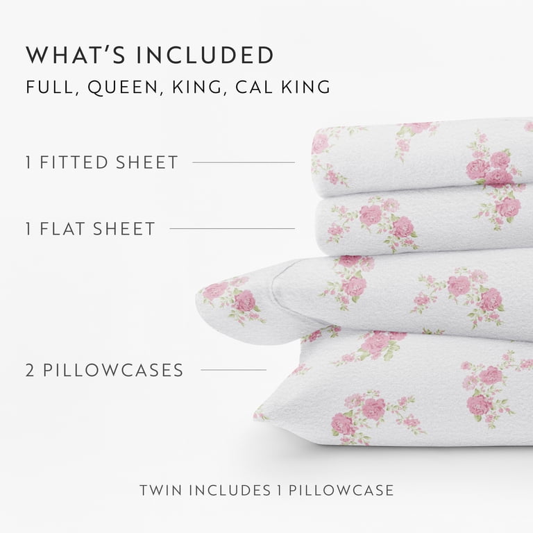 Comfort Canopy 4-Piece Queen Flannel Sheet Set, Rose Bunch photo 7
