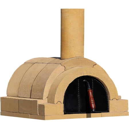 GIRtech BRAVO Wood Burning Fire Brick Pizza Oven for Outdoor Cooking - FULLY DIY KIT - Includes Firebrick Set, Refractory Glue, Trowel, Gloves, Cover, Steel Gate, Assembly Instructions (3 hours)