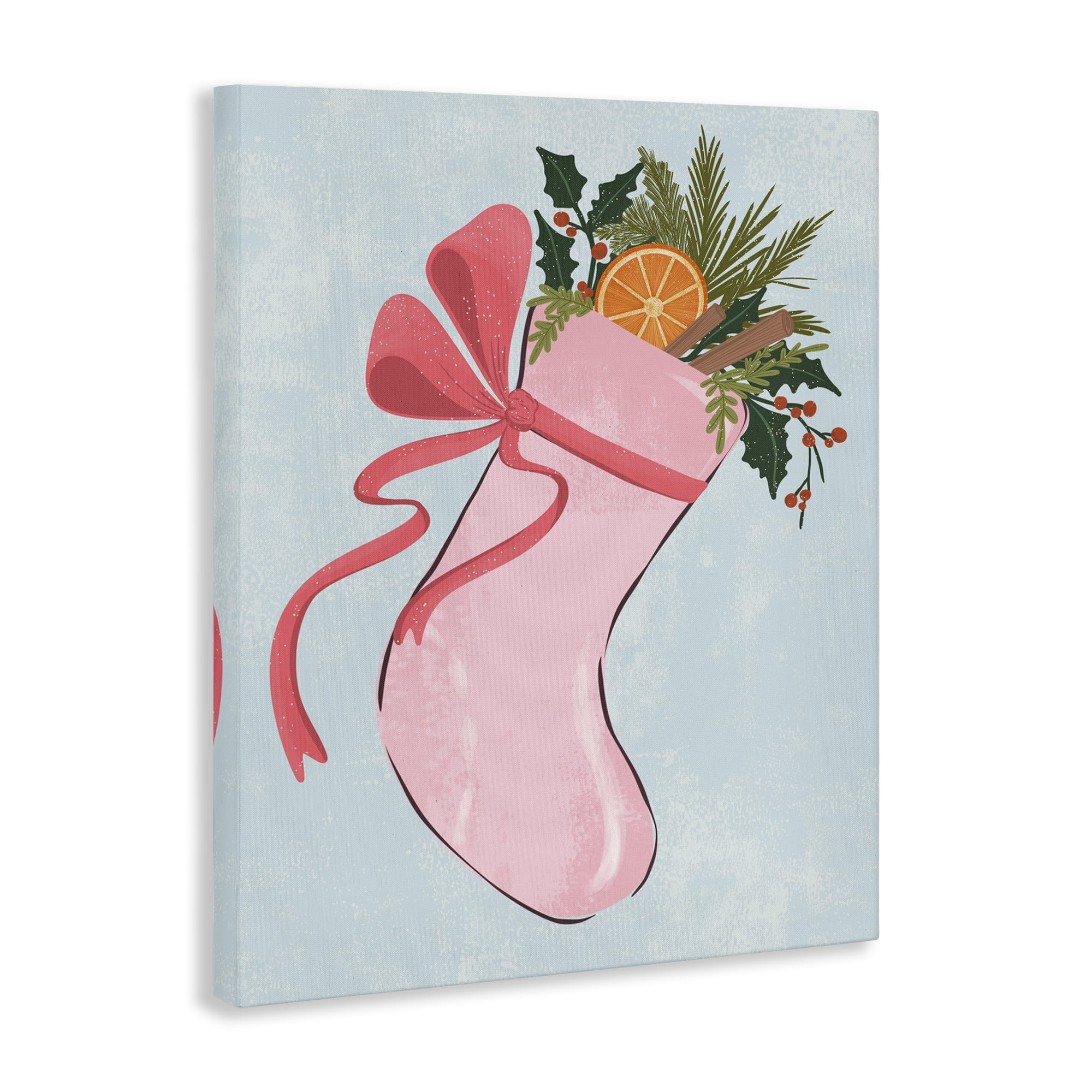 Stupell Industries Pink Filled Holiday Stocking Holiday Painting Gallery Wrapped Canvas Art Prints Wall Art, 36 x 48