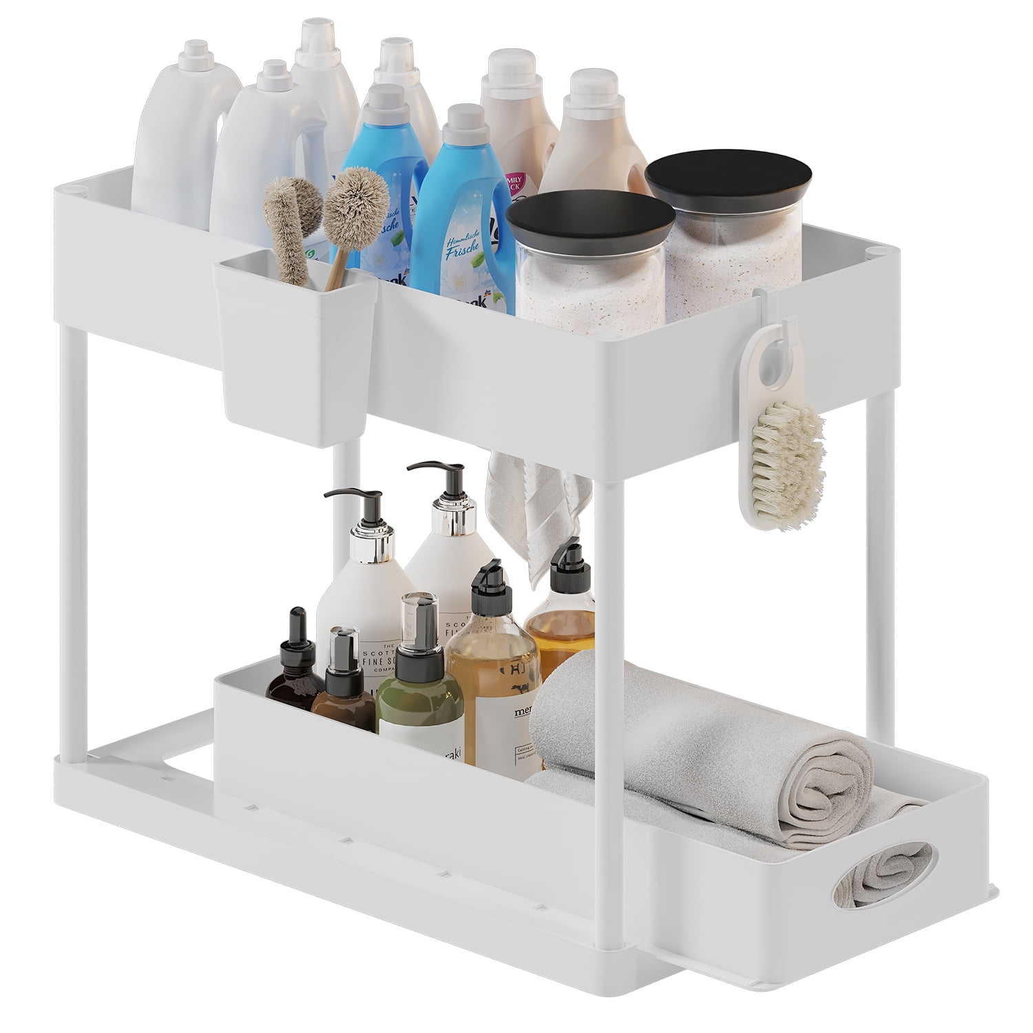 Storage Bud Under Sink Organizer and storage, Pull Out Bathroom Cabinet Organizer, Under Sink Storage for Kitchen Cabinet, Under Cabinet Organizer, White