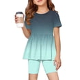 thumbnail image 2 of Grblisyd 1-13Y Tween Girl Clothes 2 Piece Short Sleeve Gradient Ruffle Hem Top and Biker Shorts Teen Girl Summer Outfits Short Set, 2 of 6
