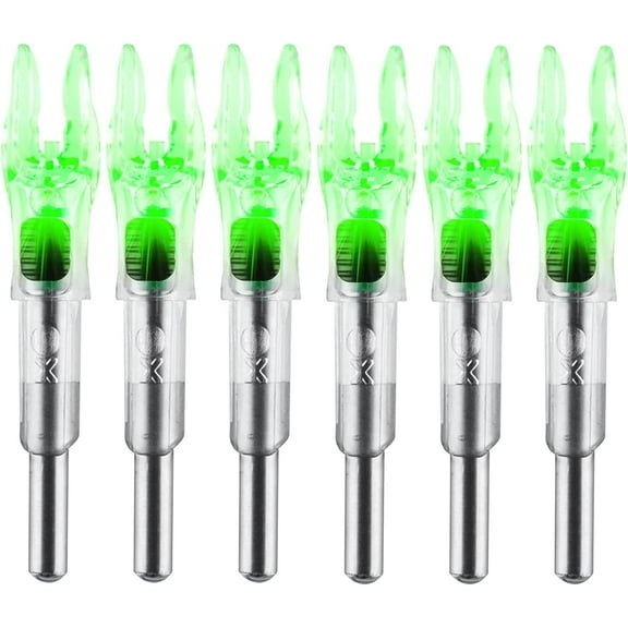 6PCS X Lighted Nocks for Arrows with .204 .233 .244 .246 Inside Diameter with H, S, GT Bushings High-Visibility LED Arrow Nocks, ON/Off Switch Included