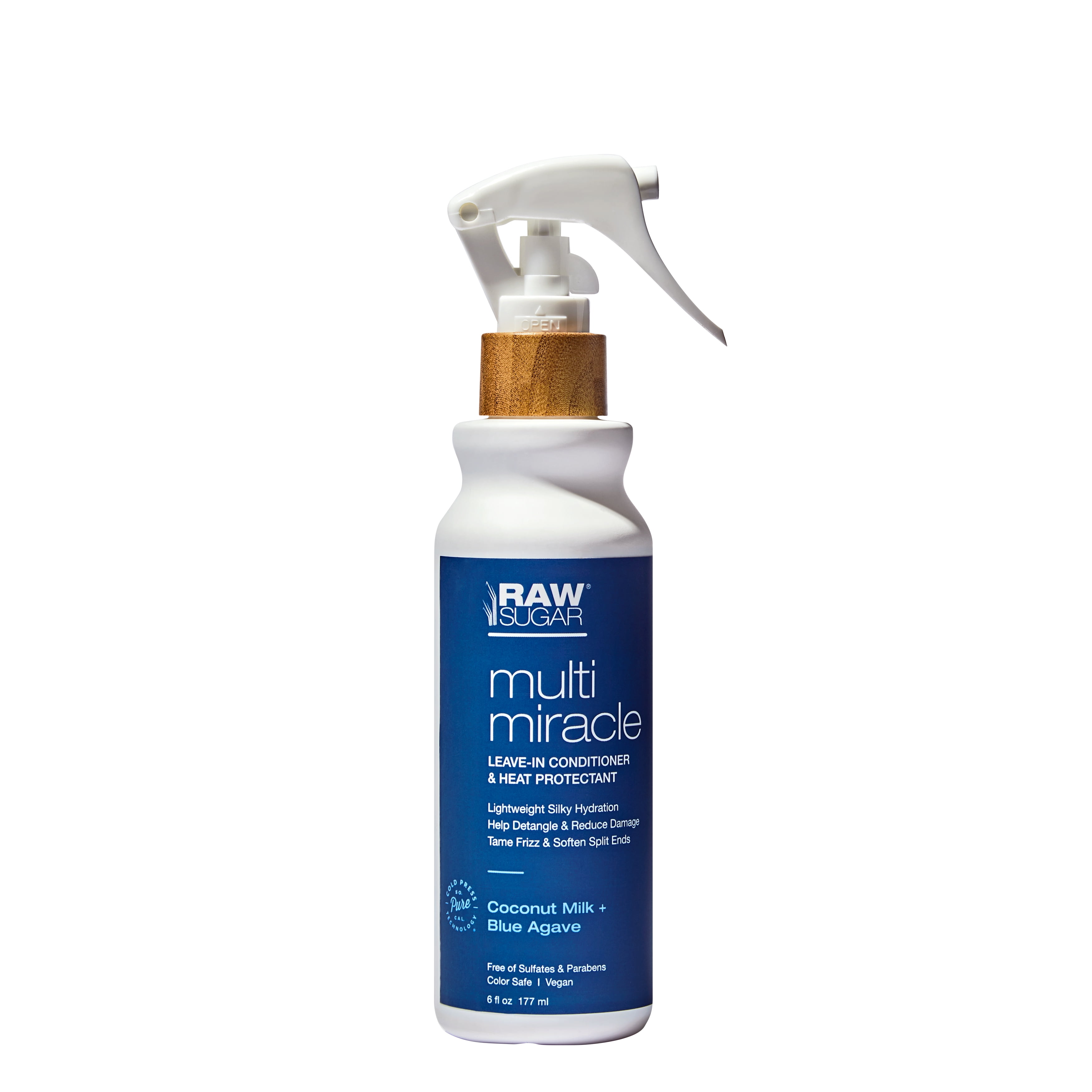 Raw Sugar Multi-Miracle Leave-in Conditioner Heat Protectant Spray, 6 fl oz