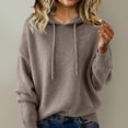 thumbnail image 2 of Warm Sweaters for Women Crew Neck Soft Hoodies Fall Winter Cozy Knitted Drawstring Hooded Pullover 2026 Dark Gray M, 2 of 4