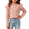 thumbnail image 2 of Bovxnpu Girls Long Sleeve Shirts Undershirts Girls Heart Print Long Sleeve Floral Base Layer Pullover Top Outfits, 2 of 6
