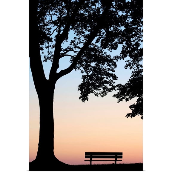 Great BIG Canvas | Rolled Darwin Wiggett Poster Print entitled Tree And Bench Silhouette, Niagara-On-The-Lake, Ontario, Canada