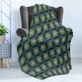 thumbnail image 4 of Fractal Soft Flannel Fleece Throw Blanket, Vintage Blossoms Digital Artwork Graphic Ethereal Fantasy, Cozy Plush for Indoor and Outdoor Use, 50" x 70", Pale Blue Mustard, by Ambesonne, 4 of 5