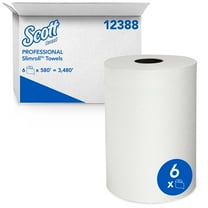Scott Professional Slimroll Hard Roll Paper Towels, Bulk (12388), Hardwound, Absorbency Pockets, White, for compatible Kimberly-Clark Professional Dispensers (6 Rolls at 580' Each, 3,480'/Case)