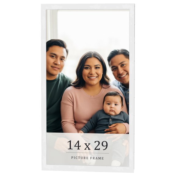 14x29 Frame White Real Wood Picture Frame Width 0.75 inches | Interior Frame Depth 0.5 inches |