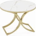thumbnail image 2 of Round Side Table with White Marble Top & Gold Base, Small End Table for Sofa, Bedroom, Living Room, 2 of 6