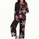 thumbnail image 2 of Puyaiuu Women 2 Piece Christmas Satin Pajama Set Cute Print Long Shirt Loose Shorts Matching Set Loungewear Gift, 2 of 5