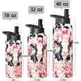 thumbnail image 5 of 32oz Cow Print Water Bottles with Flip Straw & Spout Lid, Double Wall Stainless Steel Travel Sport Bottle, Gym Gifts for Women Men (1PC), 5 of 6