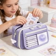 thumbnail image 5 of Big Capacity Pencil Case with 3 Compartments, Large Pencil Pouch Pen Bag Organizer for Office Essentials,Purple, 5 of 7