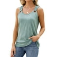 thumbnail image 4 of SLADYGLO Women Crew Neck Sleeveless Circular Shoulder Strap Texted Tank Top, 4 of 7