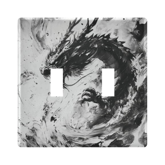 WOBOGO Black Dragon 2-hole Switch Plates PC Flame Retardant Plastic Material Glossy Finish Smooth Touch 4.56x4.48x0.27in