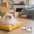 thumbnail image 2 of Stainless Steel Pet Bowl Set Double Dish Cute Cartoon Design Durable Non- Cat Dog Food Water Feeder, 2 of 5