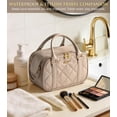 thumbnail image 5 of Travel Makeup Bag, Large Capacity Quilted Toiletry Bag for Women Stand-up  Bag Open Flat Make Up Case Organizer Portable Pouch Purse w/Handle for Traveling Accessories,, 5 of 6