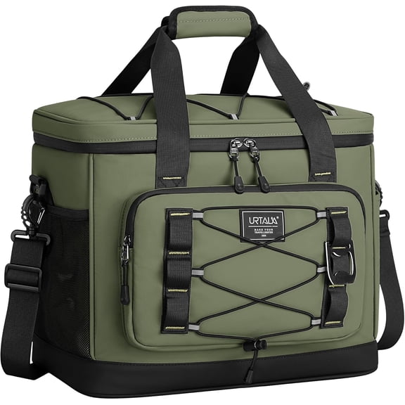 Large Insulated Cooler Bag 50 Can 30L Waterproof Leak-Proof Soft Sided Collapsible Ice Chest for Camping Travel Grocery Kayaking Beach Color Army Green