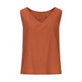thumbnail image 5 of Ulitacool Tank Tops For Womens Linen Sleeveless Tank Top Summer Breathableloose Fit V Neck Blouse Tunic Shirt Fashionable Daily Wear Xl Orange, 5 of 7